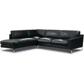 Manhattan Sectional Sofa with Left-Facing Chaise Shown in Onyx Top Grain Leather