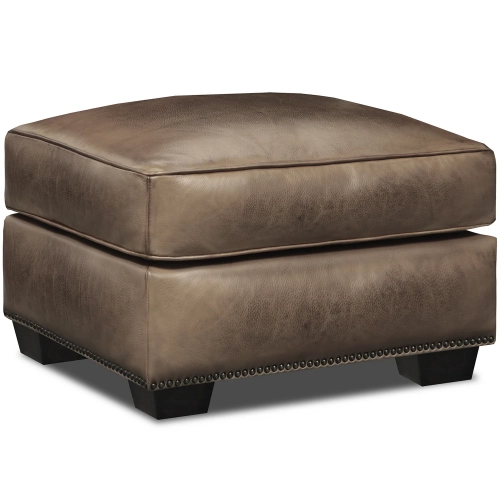 Nelson Ottoman Shown in Diva Taupe Top Grain Leather