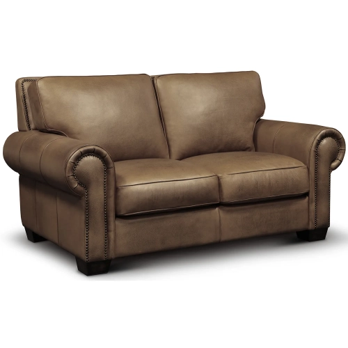 Nelson Loveseat Shown in Diva Taupe Top Grain Leather