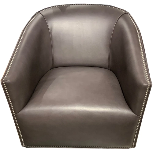 Cori Swivel Accent Chair Shown in Portofino Pewter Gray Top Grain Leather