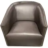Cori Swivel Accent Chair Shown in Portofino Pewter Gray Top Grain Leather