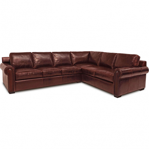 Windsor 2 Pc Sectional Sofa with Left Arm Facing Chaise in Soleil Red Brown Top Grain Leather