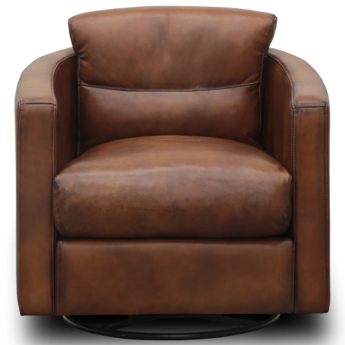 Grand Prix Swivel Accent Chair Shown in Daytona Antique Brown Top Grain Leather