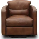 Grand Prix Swivel Accent Chair Shown in Daytona Antique Brown Top Grain Leather