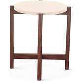 Notion Side Table in Beige Sandstone & Walnut Finish Wood