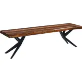 Rosewood 68" Live Edge Bench in Natural Sheesham Wood & Iron