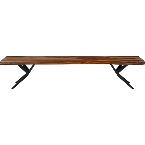 Rosewood 90" Live Edge Bench in Natural Sheesham Wood & Iron