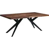Rosewood 72" Live Edge Dining Table in Natural Sheesham Wood & Iron