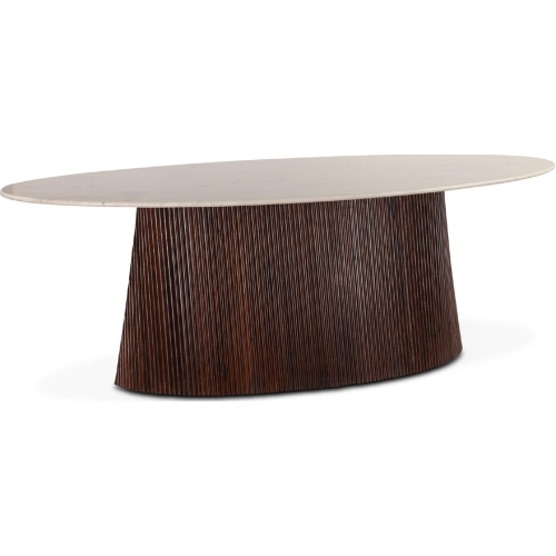 Positano 90" Dining Table in White Marble & Mango Wood