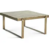 Rhodes 32" Coffee Table in Natural Marble & Antique Brass