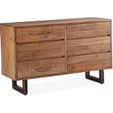 Glenwood 6 Drawer Dresser in Smoked Acacia Wood & Iron