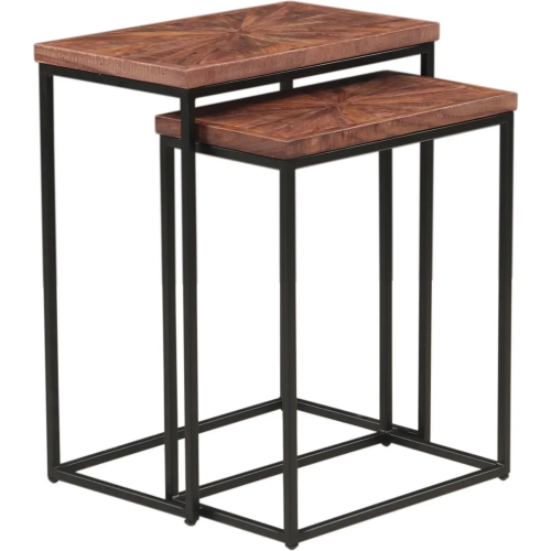 Astoria 20" Nesting Side Tables in Sunburst Wood & Metal