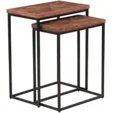 Astoria 20" Nesting Side Tables in Sunburst Wood & Metal