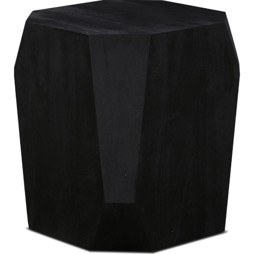 Helena Geometric Side Table in Distressed Black Wood