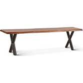 Elliston 68" Dining Bench in Live Edge Natural Finish Sheesham Wood & Iron
