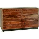 Elliston 62" 6 Drawer Dresser in Natural Finish Sheesham Wood & Iron