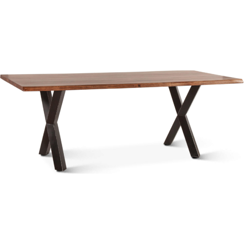 Elliston 80" Dining Table in Live Edge Natural Finish Sheesham Wood & Iron