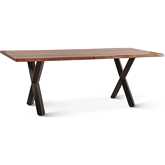 Elliston 80" Dining Table in Live Edge Natural Finish Sheesham Wood & Iron