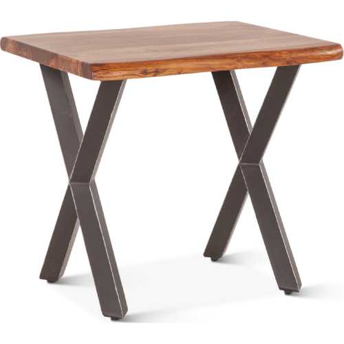 Elliston 26" Side Table in Live Edge Natural Finish Sheesham Wood & Iron