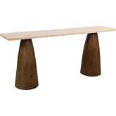 Harbor 72" Console Table in Travertine & Walnut Finish
