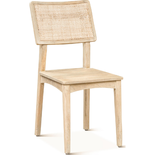 Calabasas Dining Chair in Natural White Wash Wood & Cane (Set of 2)