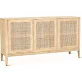 Calabasas 64" Sideboard in Natural White Wash Mango Wood & Cane