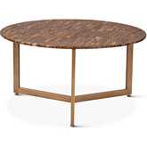 Mumbai 36" Coffee Table in Tiger Eye Stone & Bronze Iron