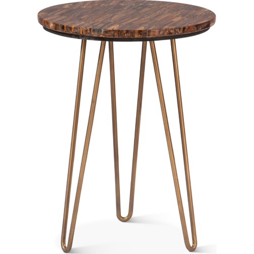 Mumbai 17" Side Table in Tiger Eye Stone & Bronze Iron