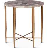 Mumbai 24" Side Table in Smoky Quartz & Iron Base