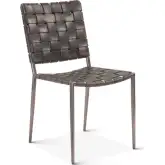 Lund Dining Chair in Black Buffalo Leather & Iron (Set of 2)