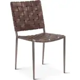 Lund Dining Chair in Brown Buffalo Leather & Iron (Set of 2)