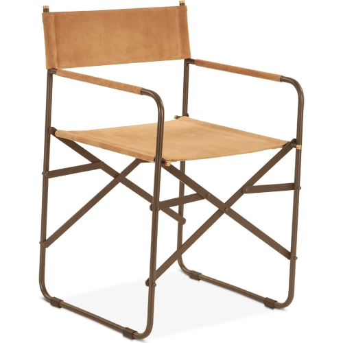 Lund Director's Dining Chair in Sand Suede & Reclaimed Iron (Set of 2)