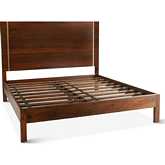 Manhattan King Platform Bed in Light Walnut Finish Wood