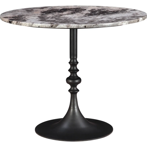 Bordeaux 36" Round Bistro Dining Table in Patagonia Marble & Black Iron