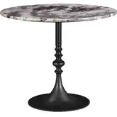 Bordeaux 36" Round Bistro Dining Table in Patagonia Marble & Black Iron
