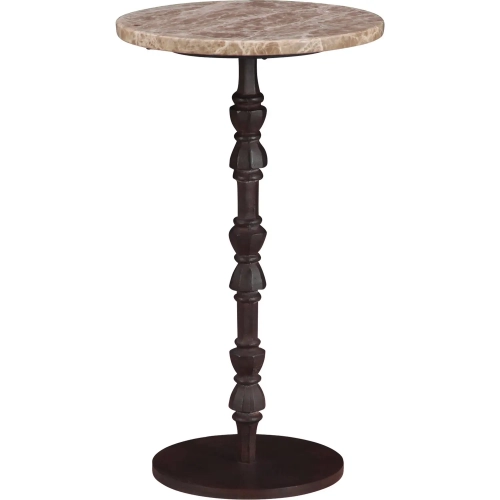 Rochester 12" Side Table in Light Brown Emperador Marble & Cast Iron
