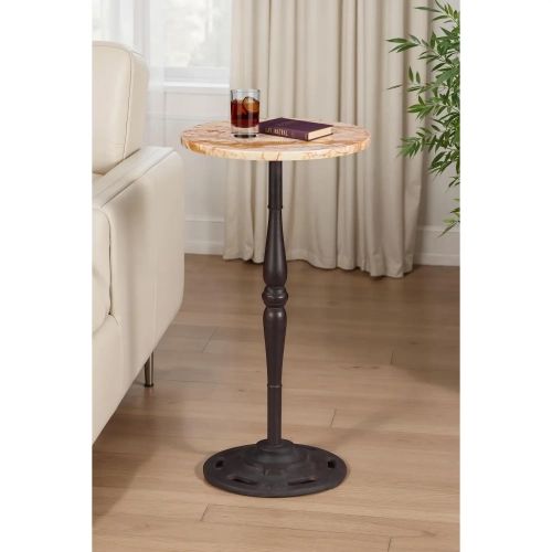 Rochester 12" Side Table in Retro Impulse Marble & Cast Iron