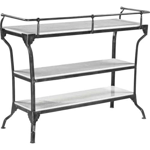 Calloway 50" Console Table in White Marble & Black Iron