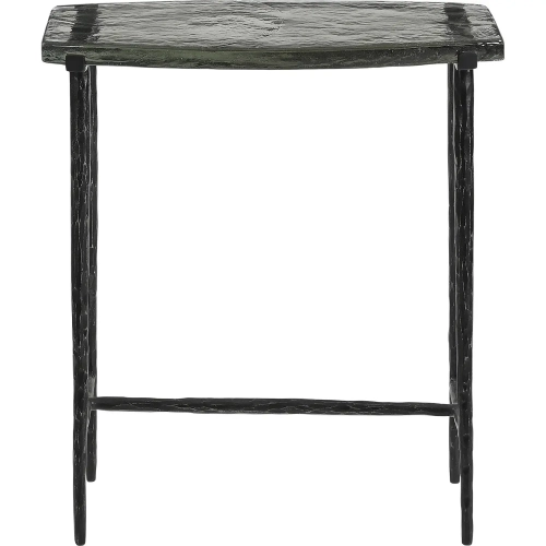 Calloway 17" Side Table in Glass & Black Iron