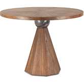 Rustic Revival 48" Round Gathering Dining Table in Reclaimed Teak & Marble