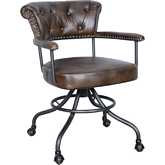 Brisbane Chesterfield Office Chair in Antique Whiskey Leather Top Grain Leather