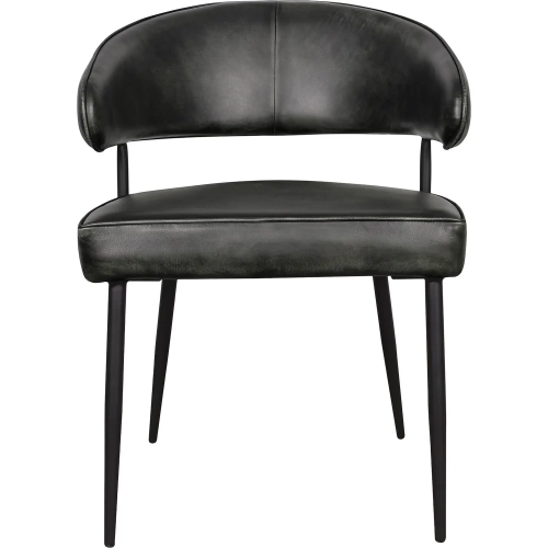 Brisbane Dining Arm Chair in Weathered Black Top Grain Leather (Set of 2)