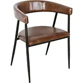Brisbane Dining Chair in Washed Chestnut Brown Top Grain Leather & Iron (Set of 2)