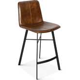 Brisbane Murphy Counter Chair in Chestnut Brown Leather & Iron