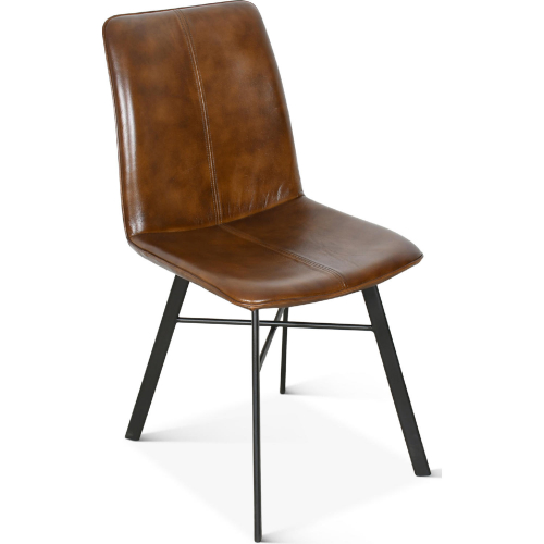 Brisbane Murphy Dining Chair in Chestnut Brown Leather & Iron