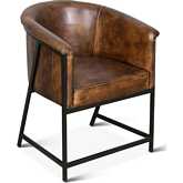 Brisbane Accent Arm Chair in Antique Whiskey Brown Top Grain Leather & Iron