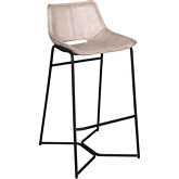 Brisbane Bar Chair in Antique Ivory Top Grain Leather & Black Iron