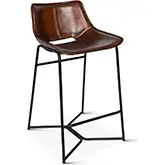 Brisbane Counter Stool Chair in Washed Chestnut Top Grain Leather & Iron