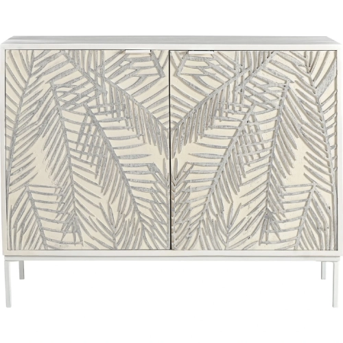 Isla 38" 2 Door Sideboard Cabinet in Distressed Coastal White Wood