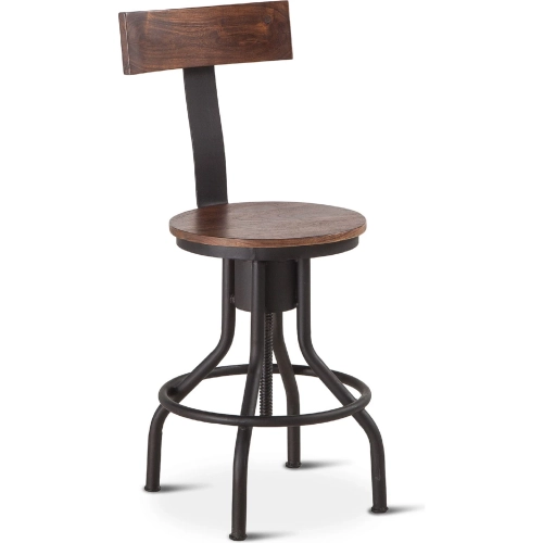 Artezia Height Adjustable Bar Stool in Walnut Finish & Metal (Set of 2)